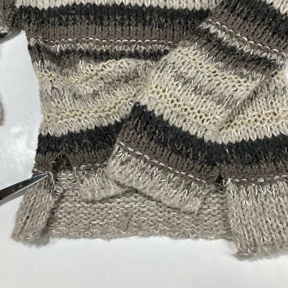 Free People Chunky Knit Oversized Sweater Sz XS Brown Beige Slouchy Boho Top - Picture 10 of 12